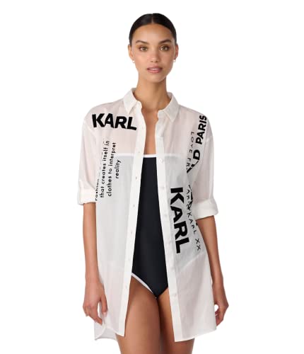 Karl Lagerfeld Paris Damen Lt3cl831-SW9-L Überwurf für Schwimmbekleidung, Soft White Classic, Large von KARL LAGERFELD