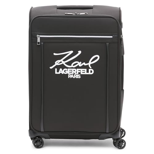 Karl Lagerfeld Paris Damen Medium Upright Spinner Check in Koffer, Schwarz, 25 Inch, Mittelgroßer aufrechter Spinner Check-in Koffer von KARL LAGERFELD