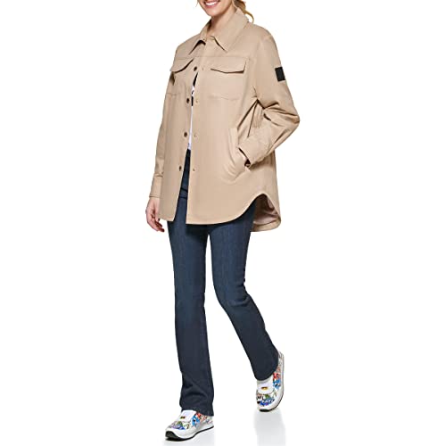 Karl Lagerfeld Paris Damen Oversized Shirt Jacke, Khaki, L von KARL LAGERFELD