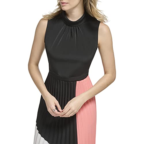 Karl Lagerfeld Paris Damen Plissiertes Midikleid mit Print Lässiges Kleid, Schwarz Multi, 40 von KARL LAGERFELD