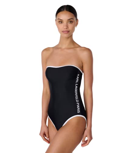 Karl Lagerfeld Paris Damen Swim One Piece Badeanzug, Schwarz, XS von KARL LAGERFELD