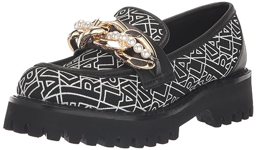 KARL LAGERFELD Paris Gemsy Loafer für Damen, zum Reinschlüpfen, verziert, Schwarz/Weiß, 38.5 EU von KARL LAGERFELD