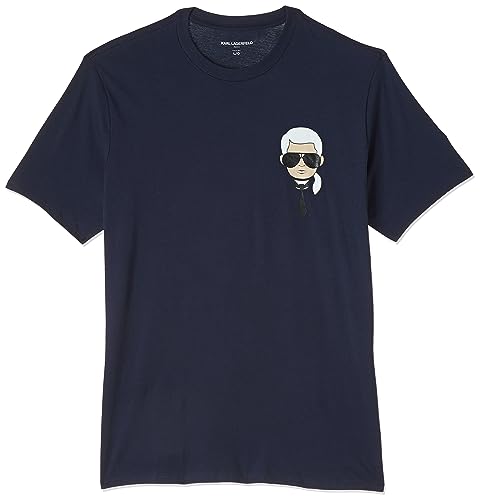 Karl Lagerfeld Paris Herren Klassisches Karl Caharacter T-Shirt, Navy, Klein von KARL LAGERFELD