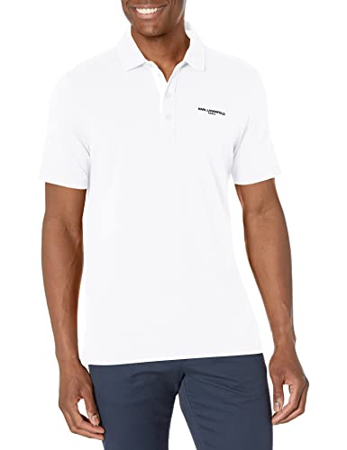 Karl Lagerfeld Paris Herren Lässiges Kurzarm-Poloshirt aus Pima-Baumwolle Polohemd, Weiss/opulenter Garten, Mittel von KARL LAGERFELD