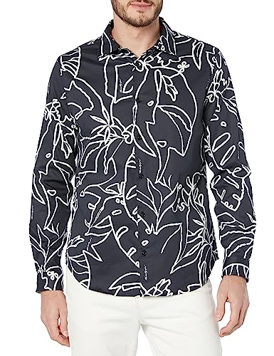 Karl Lagerfeld Paris Herren Lm3w3096-blw-xl Hemd mit Button-Down-Kragen, Schwarz/Weiß, XL von KARL LAGERFELD