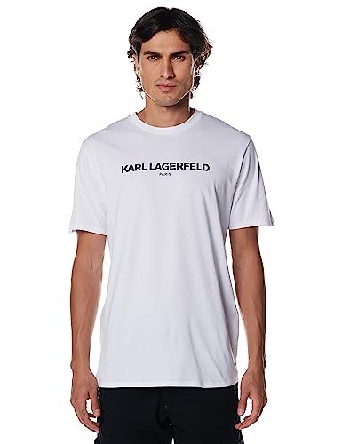 KARL LAGERFELD Herren Logo, kurzärmeliges Herrenhemd mit Rundhalsausschnitt T-Shirt, Weiss/opulenter Garten, Klein von KARL LAGERFELD