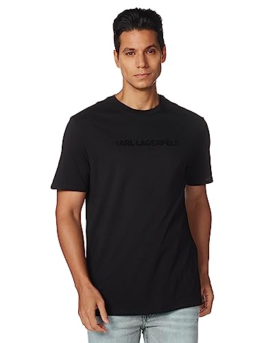 KARL LAGERFELD Herren Logo Kurzarm Rundhals T-Shirt, Schwarz, Mittel von KARL LAGERFELD