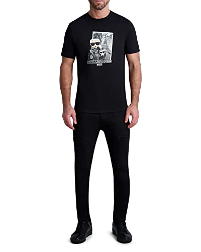 Karl Lagerfeld Paris Herren T-Shirt aus weicher Baumwolle mit Rundhalsausschnitt, Schwarz, XL von KARL LAGERFELD