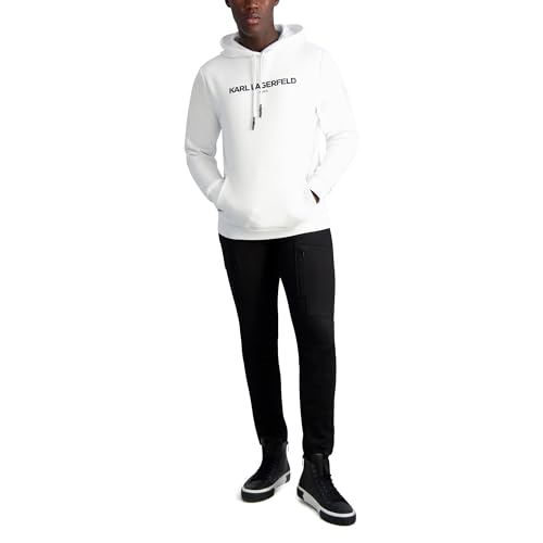 KARL LAGERFELD Herren klassischem Logo Kapuzenpullover, Weiss/opulenter Garten, Medium von KARL LAGERFELD