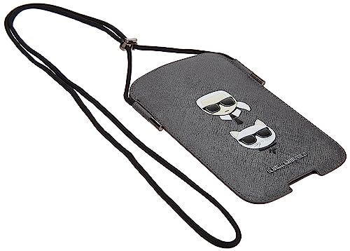 Karl Lagerfeld Tasche KLHCP12LOPHKCG 6,7" grau Saffiano Ikonik Karl&Choupette Head von KARL LAGERFELD