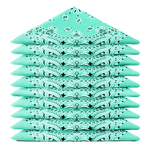 Karl Loven BANDANA 10 Stück Jade - Paisley Mandala Muster - 100% Baumwolle TÜV geprüft - Dicker Stoff - 20 Exklusivfarben von Karl Loven