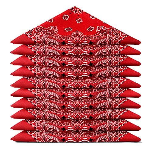 Karl Loven BANDANA 10 Stück Rot - Paisley Mandala Muster - 100% Baumwolle TÜV geprüft - Dicker Stoff - 20 Exklusivfarben von Karl Loven
