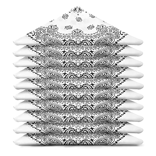 ...KARL LOVEN BANDANA 5 Stück Weiß - Paisley Mandala Muster - 100% Baumwolle TÜV geprüft - Dicker Stoff - 20 Exklusivfarben von ...KARL LOVEN
