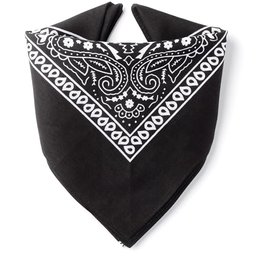 ...KARL LOVEN Bandana Schwarz 100% Baumwolle Premium-Qualität für Damen Herren Halstuch Kopftuch original Paisley Muster Headwear Haar Schal Ansatz Handgelenk Kopf Biker von ...KARL LOVEN