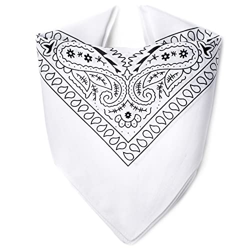 ...KARL LOVEN Bandana Weiß 100% Baumwolle Premium-Qualität für Damen Herren Halstuch Kopftuch original Paisley Muster Headwear Haar Schal Ansatz Handgelenk Kopf Biker von ...KARL LOVEN