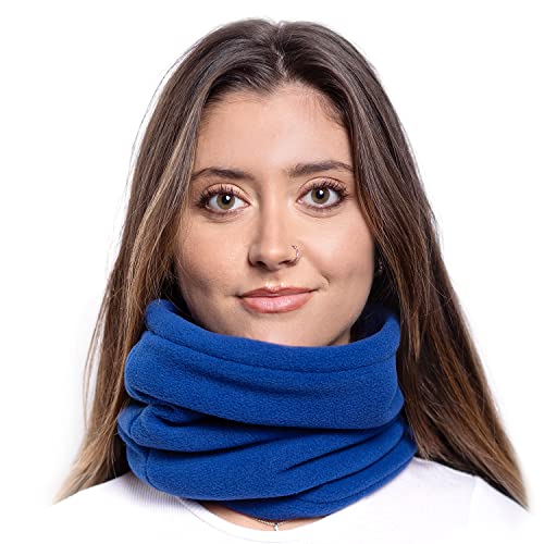 ...KARL LOVEN Damen Loop Schal Hals wärmer Herren Schnalle Winter Fleece Futter Unisex warme Hut Maske - Sport Ski Motorrad Fahrrad Snowboard Wandern Blau von ...KARL LOVEN