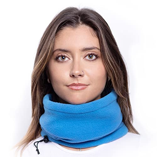 ...KARL LOVEN Damen Loop Schal Hals wärmer Herren Schnalle Winter Fleece Futter Unisex warme Hut Maske - Sport Ski Motorrad Fahrrad Snowboard Wandern Himmelblau von ...KARL LOVEN