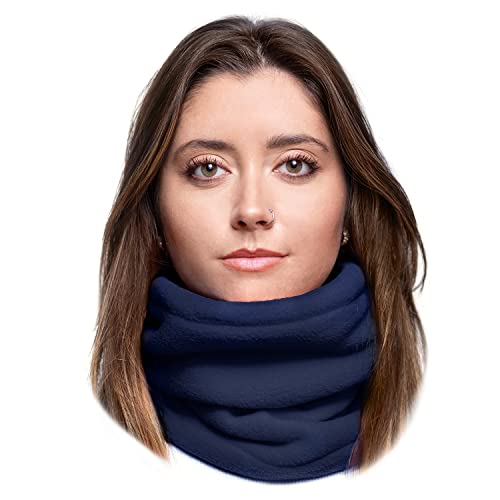 ...KARL LOVEN Damen Loop Schal Hals wärmer Herren Schnalle Winter Fleece Futter Unisex warme Hut Maske - Sport Ski Motorrad Fahrrad Snowboard Wandern Navy blau von ...KARL LOVEN