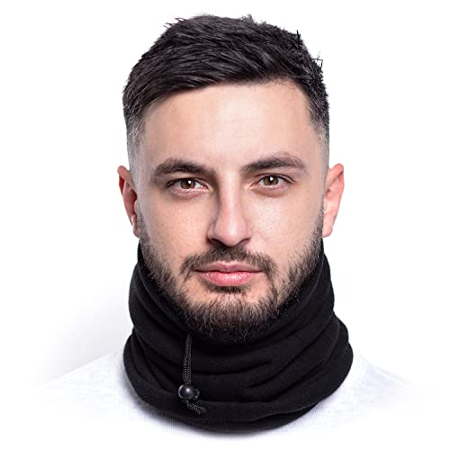 ...KARL LOVEN Damen Loop Schal Hals wärmer Herren Schnalle Winter Fleece Futter Unisex warme Hut Maske - Sport Ski Motorrad Fahrrad Snowboard Wandern Schwarz von ...KARL LOVEN