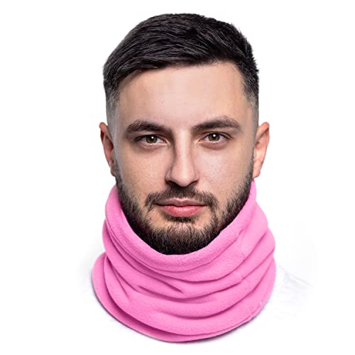 ...KARL LOVEN Damen Loop Schal Hals wärmer Herren Schnalle Winter Fleece Futter Unisex warme Hut Maske - Sport Ski Motorrad Fahrrad Snowboard Wandern Rosa von ...KARL LOVEN