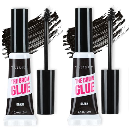 KARLOR 2 Pcs Augenbrauenfarbe Set, Augenbrauengel Augenbrauen Mascara Augenbrauen Farbe Gel mit Applikator Flüssig Getöntes Augenbrauengel schnell trocknen wasserfest langlebig(03#Schwarz) von KARLOR