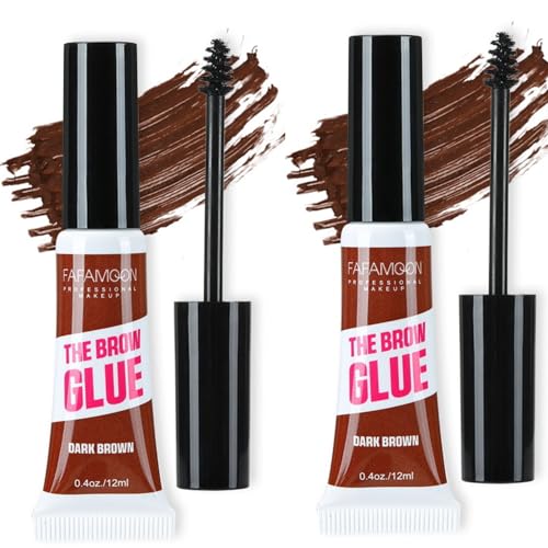 KARLOR 2 Pcs Augenbrauenfarbe Set, Augenbrauengel Augenbrauen Mascara Augenbrauen Farbe Gel mit Applikator Flüssig Getöntes Augenbrauengel schnell trocknen wasserfest langlebig(04#Dunkelbraun) von KARLOR