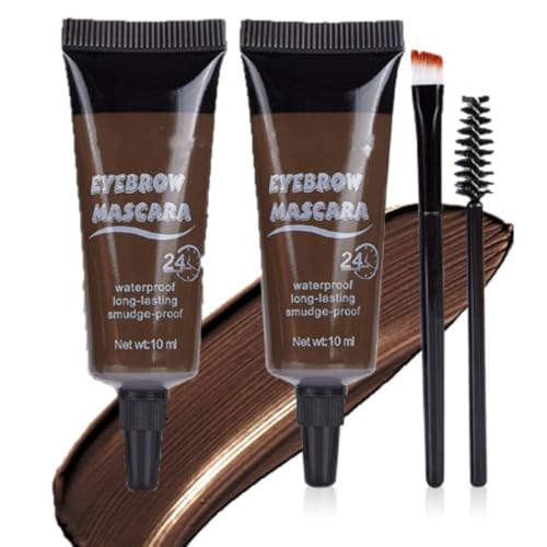 KARLOR 2 Pcs Augenbrauenfarbe mit 4 Bürste, Augenbrauengel Set Augenbrauen Mascara Augenbrauen Farbe Gel Getöntes Augenbrauengel schnell trocknen wasserfest langlebig(03#Dunkelbraun) von KARLOR