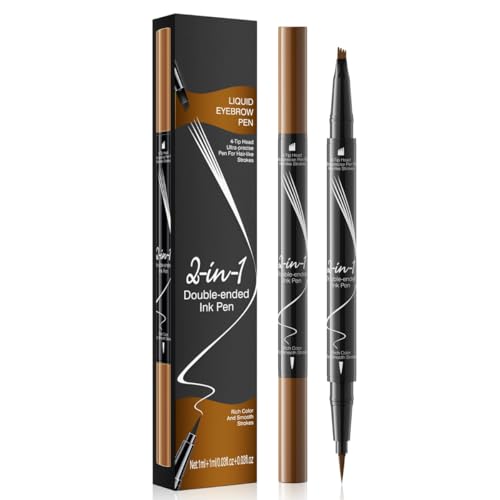 KARLOR 2-in-1 Augenbrauenstift, flüssig Augenbrauen stift mit 2 Spitze, Brauenstift zum Anspitzen Augenbrauen Bleistifte wasserfest langhaltend Härchenzeichnung Liquid Eyebrow Pencil (Hellbraun) von KARLOR