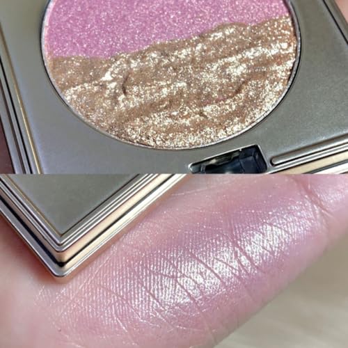 KARLOR 2-in-1 Highlighter Blush Puder, Rosa & Golden Highlighter Blush Palette Make up Highlighter Gesicht Puder Blush Wange Highlighter Nase Hals Glitzer Lidschatten Perlmutt Highlighter Rouge(02) von KARLOR