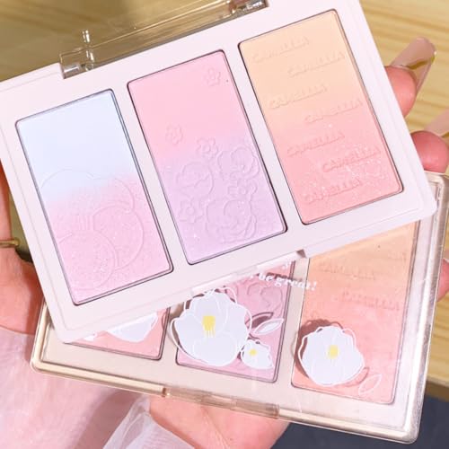 KARLOR 6-IN-1 Blush Palette, Rouge Puder Blush Puder mit Farbverlauf Rosa Orange Blau Lila matt schimmer Blush Puder Palette Pink Highlighter Eyeshadow Lidschatten Palette Blushers for Cheeks(03#) von KARLOR