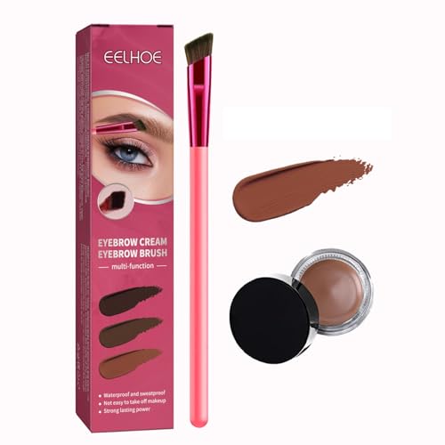 KARLOR Augenbrauencreme Set mit Augenbrauenbürste, Augenbrauen-Mascara Eyebrow Cream Magic Eyebrow Brush Augenbrauen Gel Set(Hellbraun) von KARLOR