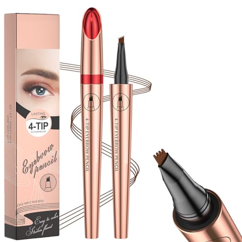 KARLOR Augenbrauenstift mit 4 Spitze Micro Kopf, Flüssig Augenbrauenstift Härchenzeichnung Makeup Brauenstift Tattoo Micro Brow Pencil Augenbrauen härchen stift wasserdicht 24 Stunde(01#Hellbraun) von KARLOR