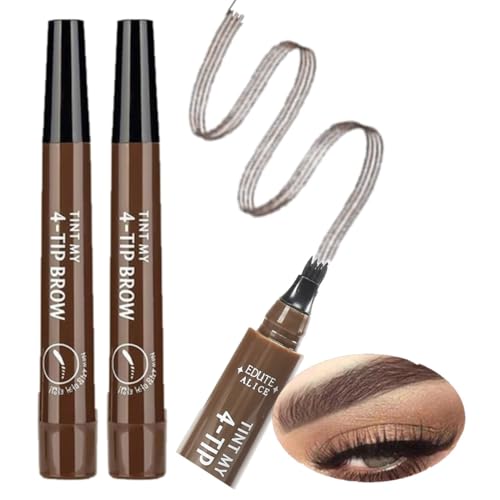KARLOR Augenbrauenstifte Set, 2 flüssig Augenbrauenstifte härchenzeichnung wasserfest dunkelbraun Augenbrauen pencil Liquid Eyebrow Pen natürlich Augenbrauen wischfest (dunkelbraun) von KARLOR