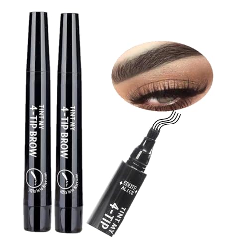 KARLOR Augenbrauenstifte Set, 2 flüssig Augenbrauenstifte härchenzeichnung wasserfest schwarz Augenbrauen pencil Liquid Eyebrow Pen natürlich Augenbrauen wischfest (schwarz) von KARLOR