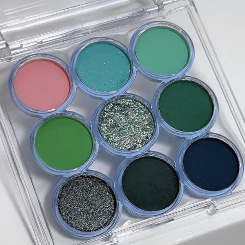 KARLOR Lidschatten Palette Grün,9 Farben Lidschatten Olivgrün Töne, matt schimmernd Lidschatten fein Perlglanz-Lidschatten frisch Eyeshadow Palette green tone (06#Grün) von KARLOR