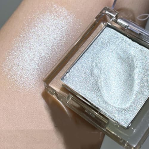 KARLOR Lidschatten Schimmernd metallic Perlmutt Lidschatten Glitzer weiß pigmentiert Aufhellend Diamant Highlighter Lidschatten Einzelne Farbe Funkelnd Glänzend Eyeshadow Glitter Sparkle (06#Silber) von KARLOR