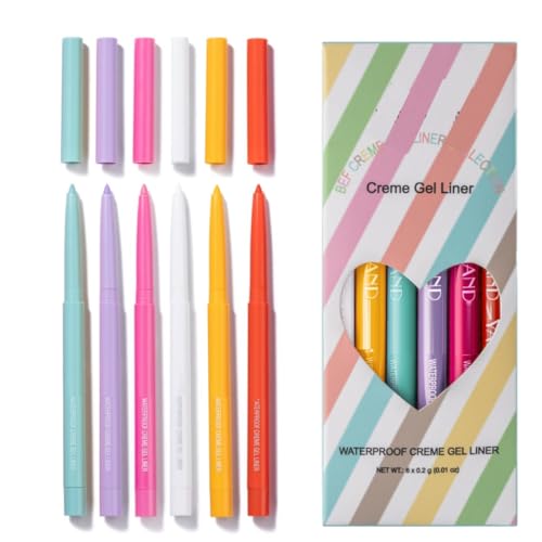 KARLOR bunter Eyeliner Stift Set, 6 Stück farbig Eyelinerstift matte wasserfest Eyeliner Pencil Ultrafein Gelstift langhaltend Augenmakeup Macaron-Farbe von KARLOR