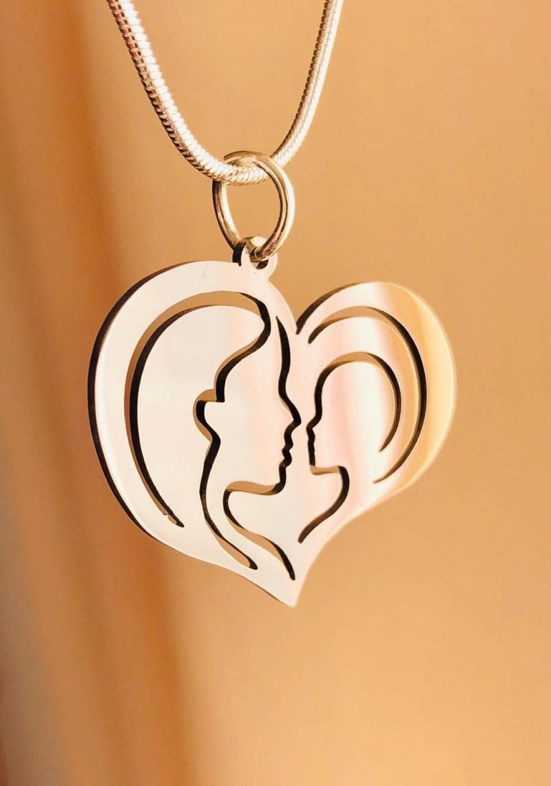 Mutter Und Kind Anhänger, Herz, Mutterschmuck, Mama Schmuck Halskette, Mit Herz Anhänger von KARLshopPendants