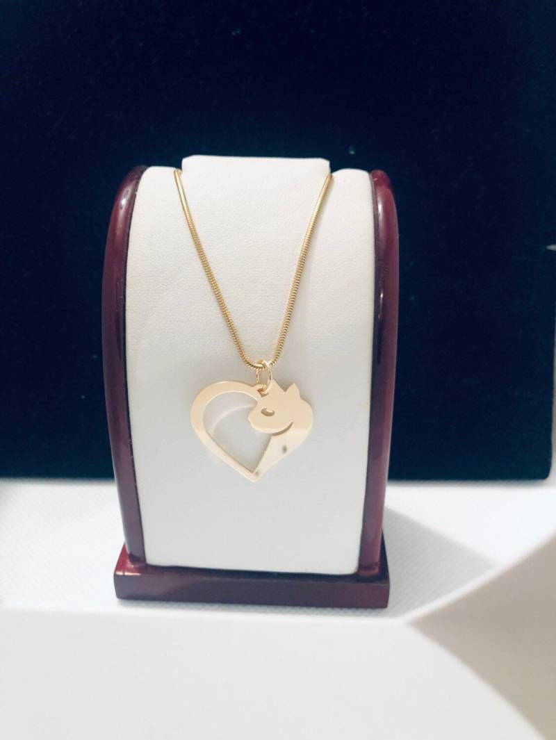 Ausverkauf Katzen Herz Anhänger, Katzenschmuck, Kätzchen Halskette von KARLshopPendants