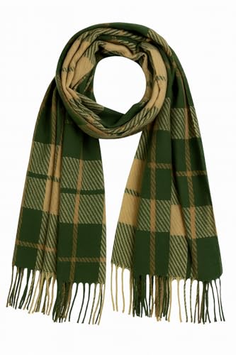 KARMA.DIEM Damen & Herren Schal 180×60 cm – kariert Grün-Beige – weich wie Kaschmir, kuschelig & warm – Winter-Accessoire & Geschenkidee von KARMA.DIEM