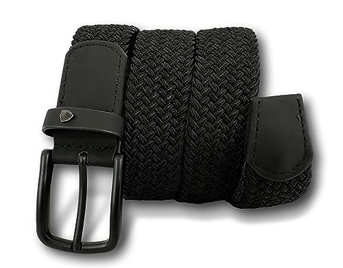 KARMA.DIEM Stretchgürtel Unisex Stoffgürtel Elastisch Flechtgürtel - Geflochtener und Elastischer Dehnbarer Gürtel für Damen und Herren (Medium, Schwarz) von KARMA.DIEM