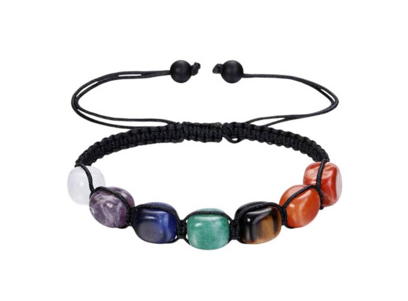 KARMA Armband Chakra Damen Herren Edelsteinarmband bunt Natursteine (Geschenk für sie ihn Steinarmband Chakrenarmband), verstellbar modern Armband von KARMA