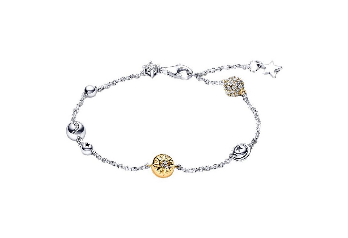 KARMA Armband Damen Armband 925 Silber Sonne Mond Sterne Zirkonia (modern Frauen Geschenkidee, Damenarmband, Damenschmuck), verstellbares Schmuckstück filigran von KARMA