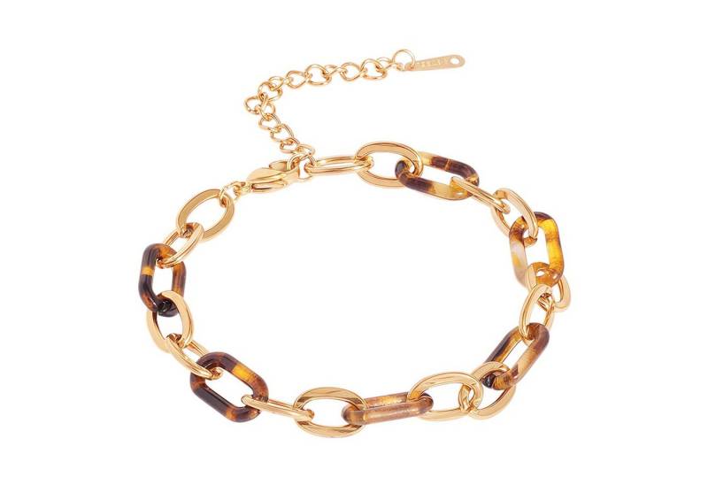 KARMA Armband Damen Leo Edelstahl vergoldet modern Damenarmband (Edelstahlarmband Hypoallergen wasserfest, Schmuck für Frauen Gold), 18 cm Karabinerverschluss von KARMA