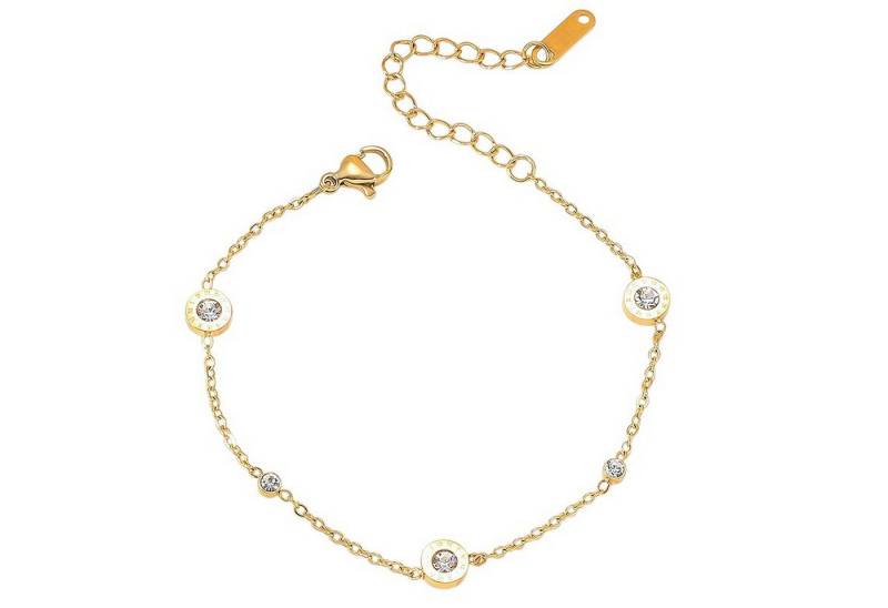 KARMA Armband Damen Medaillons Edelstahl Kristall Silber oder Gold modern (Edelstahlarmband, Schmuck für Frauen Damenarmband), Armkettchen Karabinerverschluss von KARMA