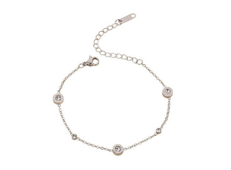 KARMA Armband Damen Medaillons Edelstahl Kristall Silber oder Gold modern (Edelstahlarmband, Schmuck für Frauen Damenarmband), Armkettchen Karabinerverschluss von KARMA