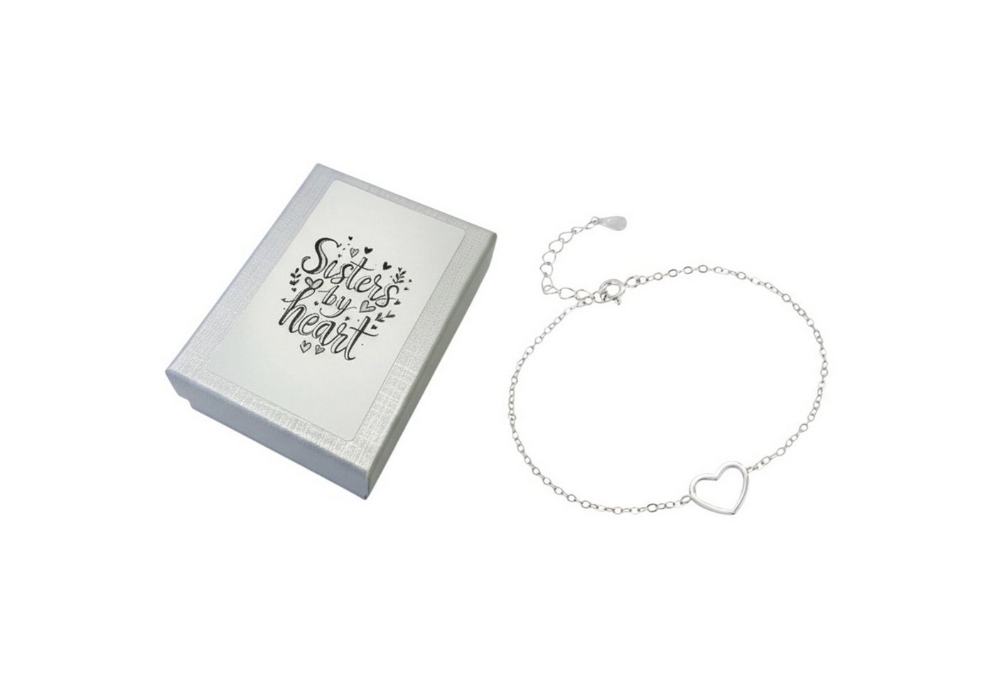 KARMA Armband Damen Sisters by Heart Herz Silber925 modern (Damenschmuck in Geschenkbox, hochwertiges Damenarmband), Silber Armkettchen Schmuck für Frauen Schwestern von KARMA