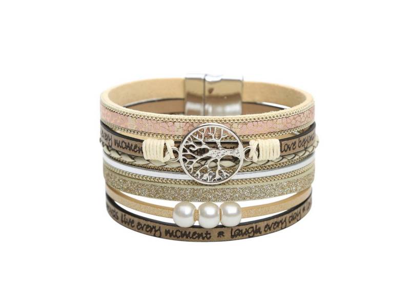 KARMA Armband Damen Wickelarmband mit Lebensbaum Anhänger (Damenschmuck Armschmuck, Boho Schmuck in verschiedenen Farben), Magnetverschluss, PU-Leder Armband mit Spruch von KARMA