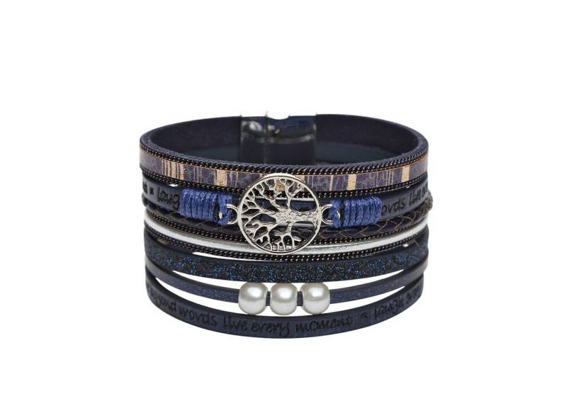 KARMA Armband Damen Wickelarmband mit Lebensbaum Anhänger (Damenschmuck Armschmuck, Boho Schmuck in verschiedenen Farben), Magnetverschluss, PU-Leder Armband mit Spruch von KARMA
