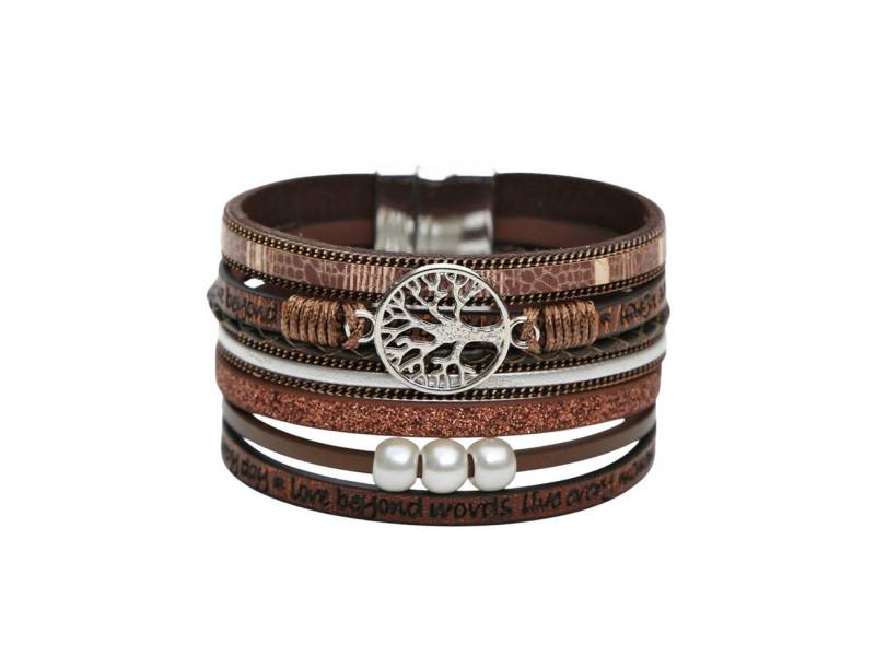 KARMA Armband Damen Wickelarmband mit Lebensbaum Anhänger (Damenschmuck Armschmuck, Boho Schmuck in verschiedenen Farben), Magnetverschluss, PU-Leder Armband mit Spruch von KARMA